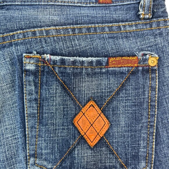 7 For All Mankind Dojo Women's Size 30 Flare Jeans Dark Wash Wide Leg 703795 - Picture 4 of 10